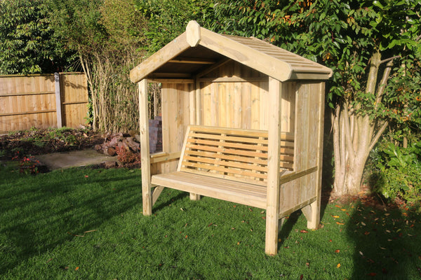 Cottage 3 Seater Fully Enclosed Chunky Wooden Garden Arbour Seat