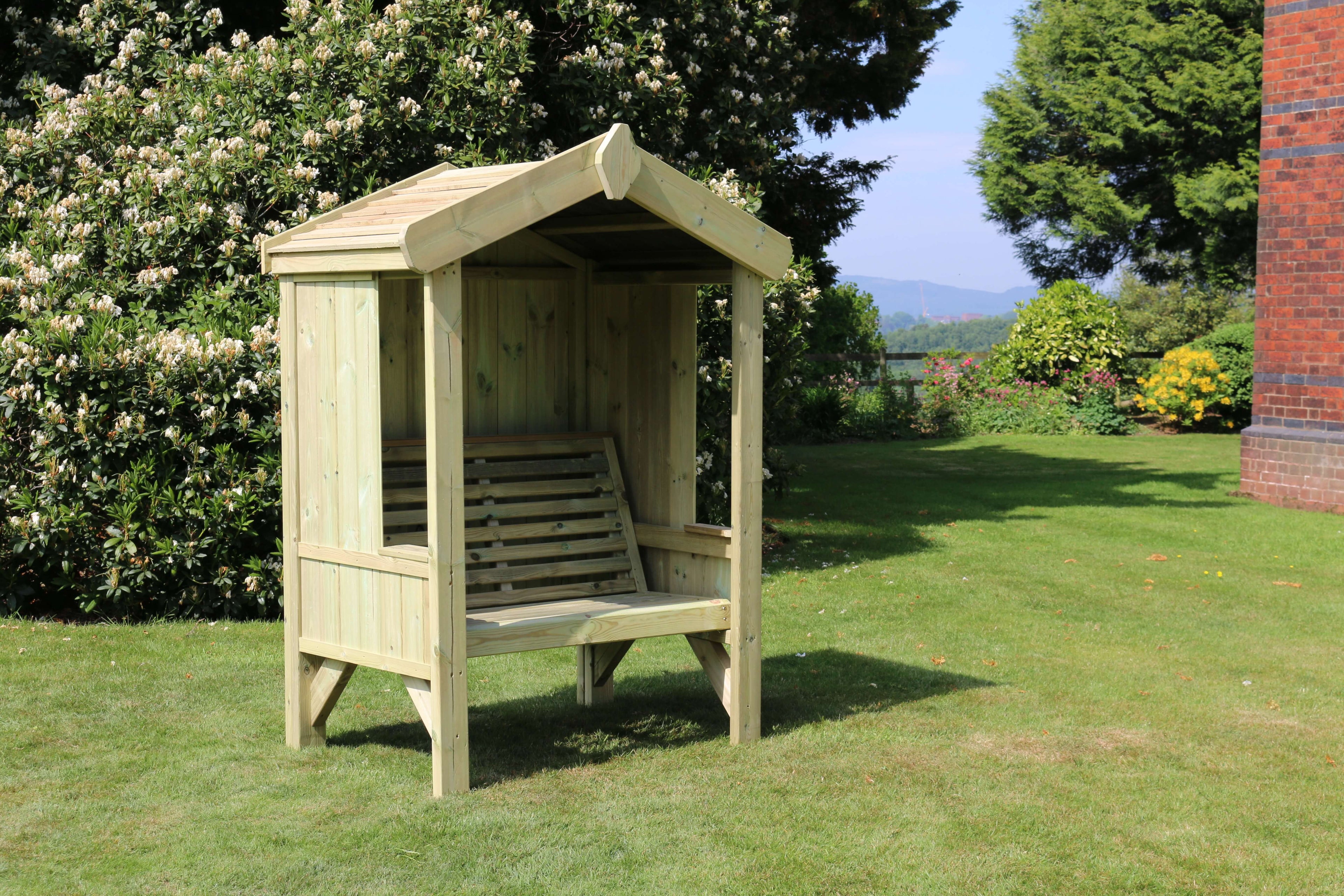 Cottage 2 Seater Fully Enclosed Chunky Wooden Garden Arbour Seat