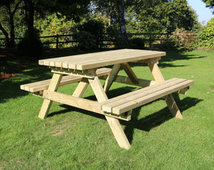 Deluxe Large Chunky Wooden Picnic Bench Table - 180cm Length