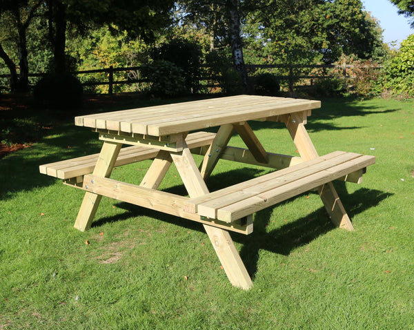 Deluxe Large Chunky Wooden Picnic Bench Table - 180cm Length