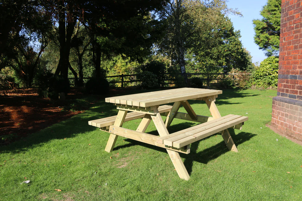 Deluxe Large Chunky Wooden Picnic Bench Table - 180cm Length