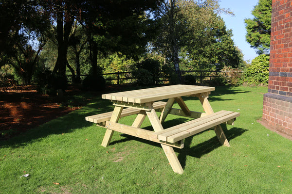 Deluxe Large Chunky Wooden Picnic Bench Table - 180cm Length