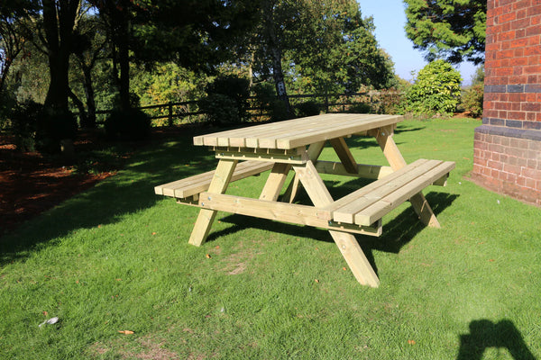Deluxe Chunky Wooden Picnic Table Bench -  150cm Length