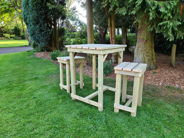 Butchers Chunky Wooden Outdoor Bar Style Dining Set