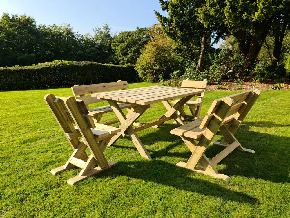 Ashcombe Chunky Wooden 6 Seater Garden Dining Set with Table