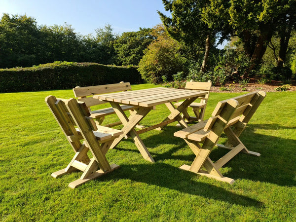 Ashcombe Chunky Wooden 6 Seater Garden Dining Set with Table