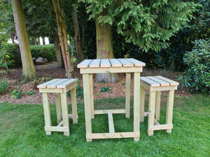 Butchers Chunky Wooden Outdoor Bar Style Dining Set