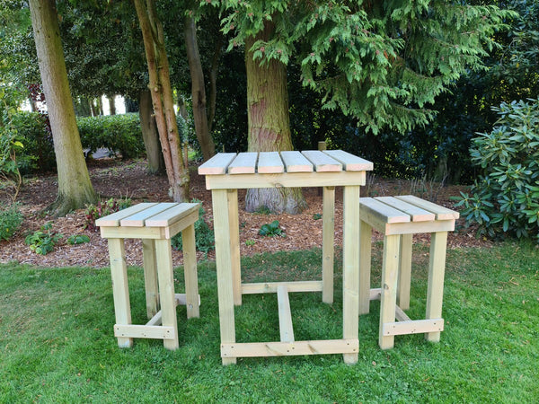 Butchers Chunky Wooden Outdoor Bar Style Dining Set