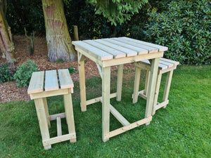 Butchers Chunky Wooden Outdoor Bar Style Dining Set