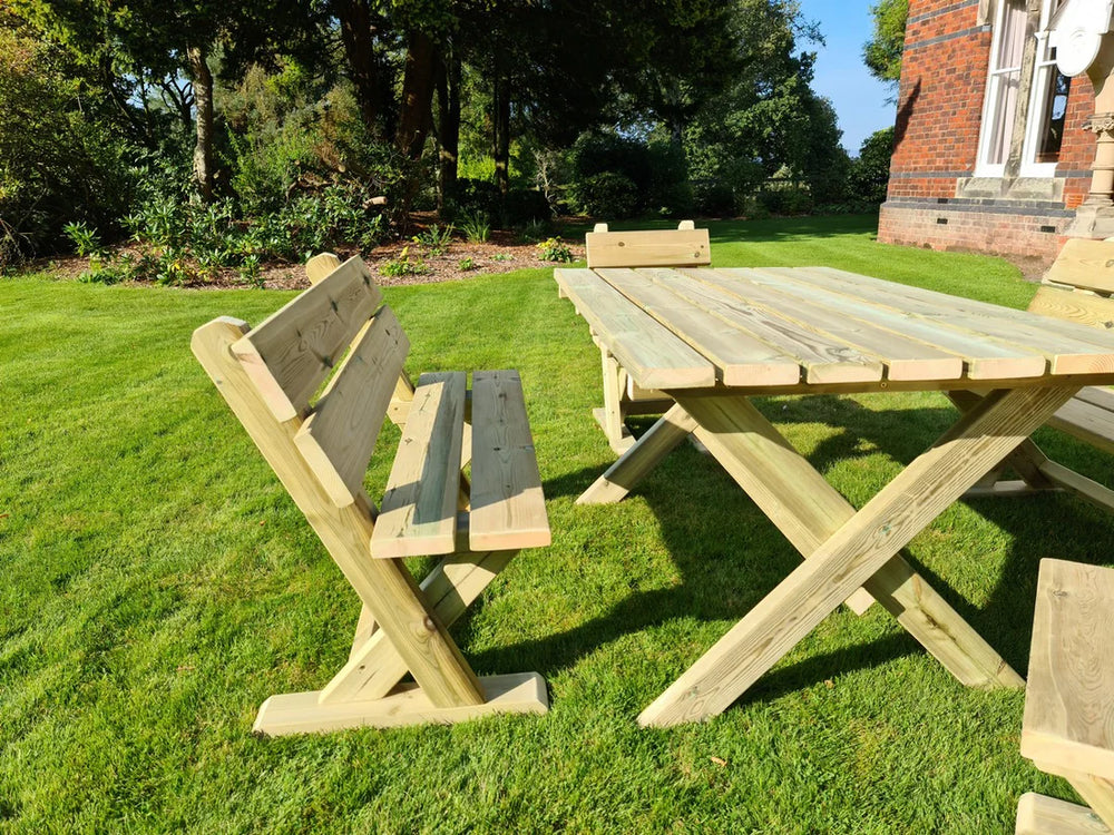 Ashcombe Chunky Wooden 6 Seater Garden Dining Set with Table
