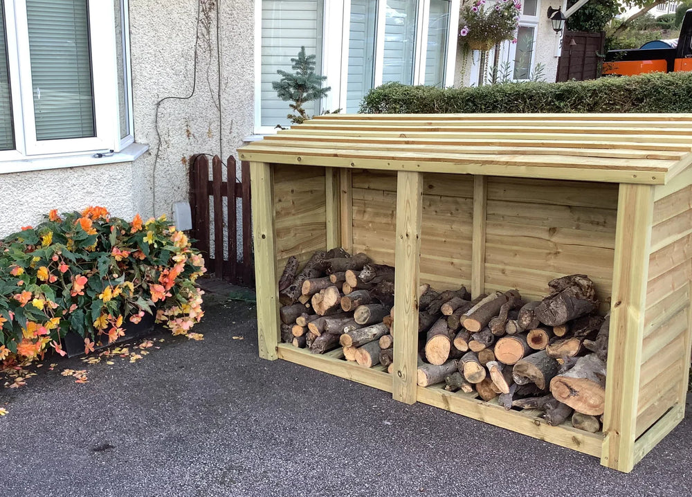 Heavy Duty 4ft x 6ft Wide Wooden Log Store