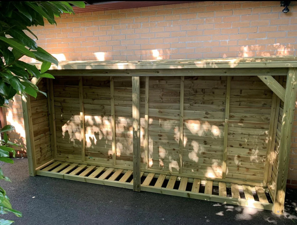 Large 6ft x 12ft Wide Wooden Garden Log Store