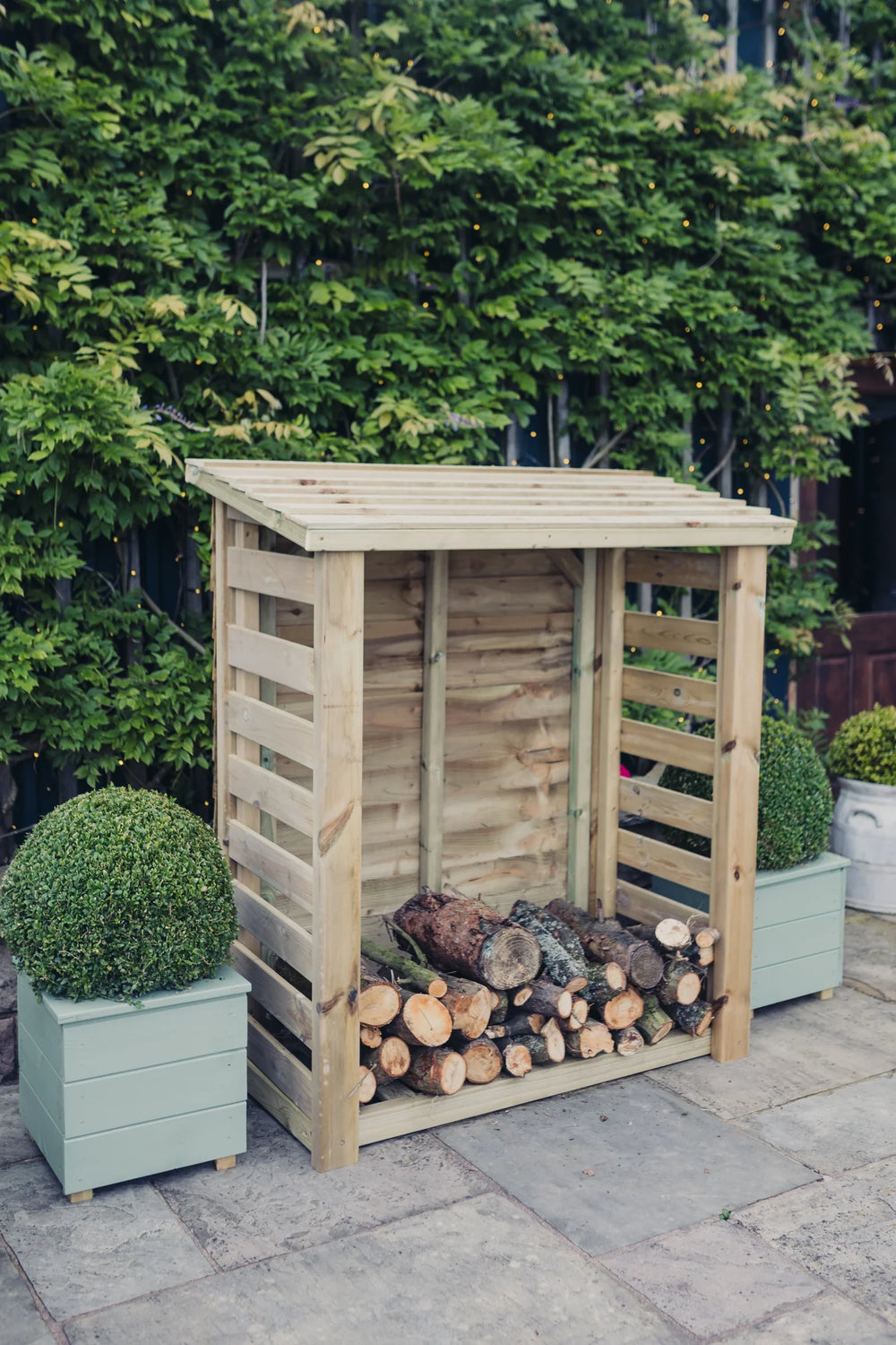 Heavy Duty 4ft x 5ft Wood Slatted Garden Log Store