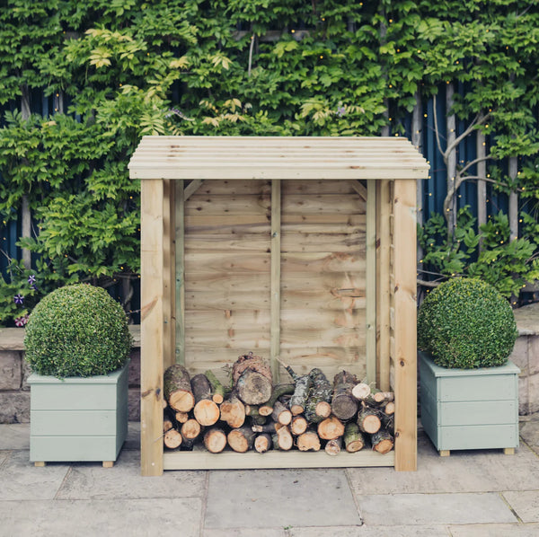 Heavy Duty 4ft x 5ft Wood Slatted Garden Log Store