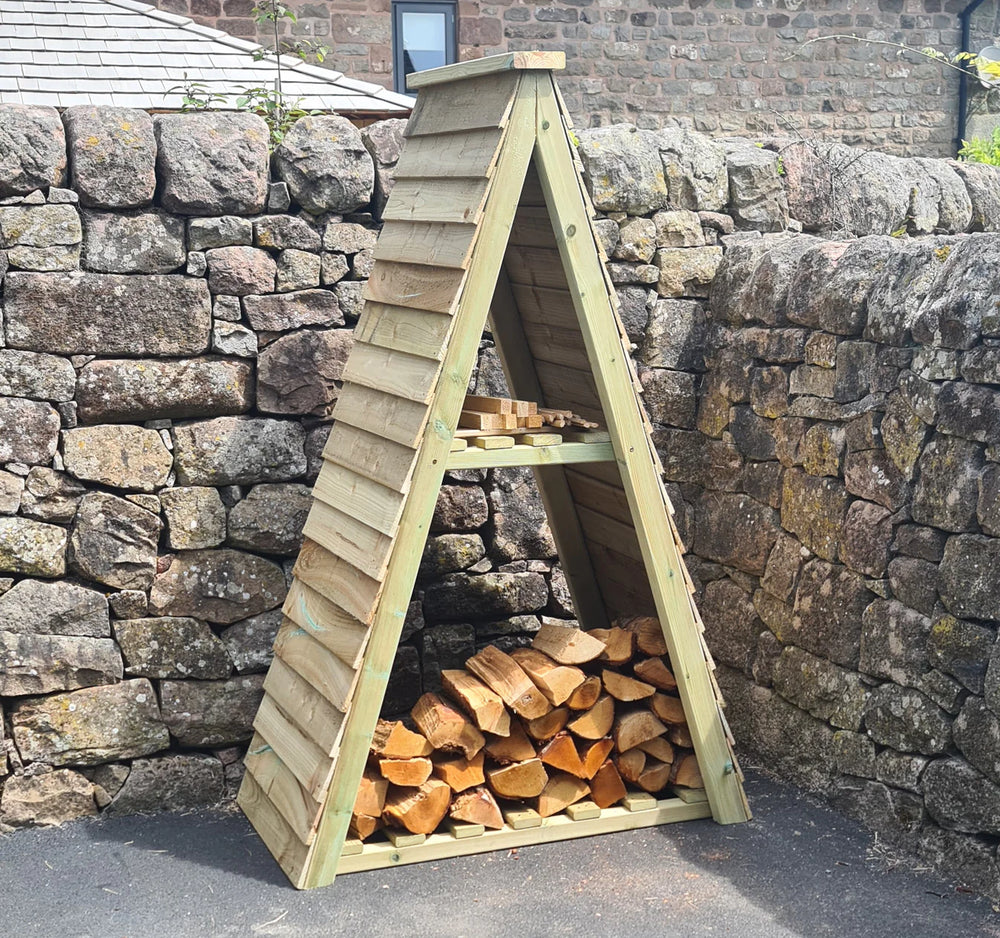 Wooden Triangle Shaped Log & Kindling Store