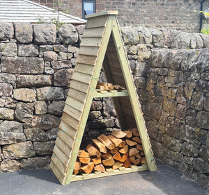Wooden Triangle Shaped Log & Kindling Store