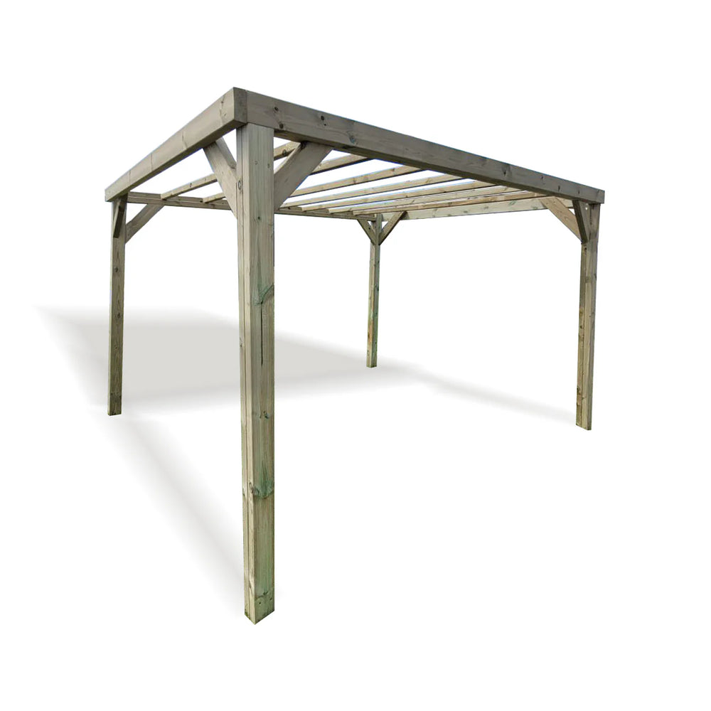 Chunky Wooden Garden Pergola & Gazebo - 3M X 2.4M