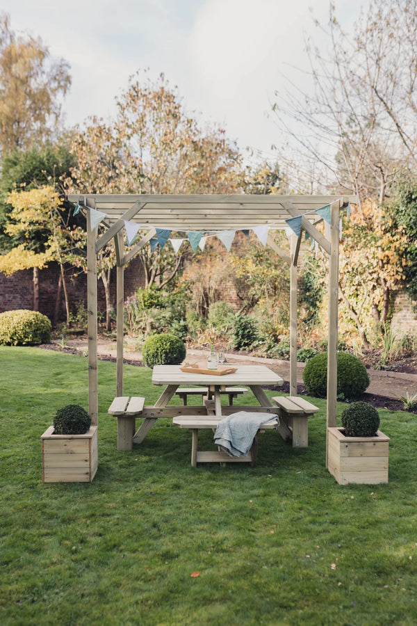 Contemporary 2.4m x 2.4m Wooden Garden Pergola & Gazebo