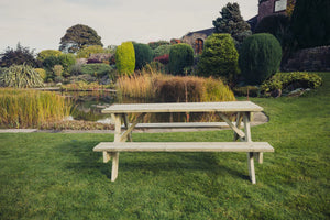 Traditional Large Chunky Wooden 179cm Picnic Table Bench