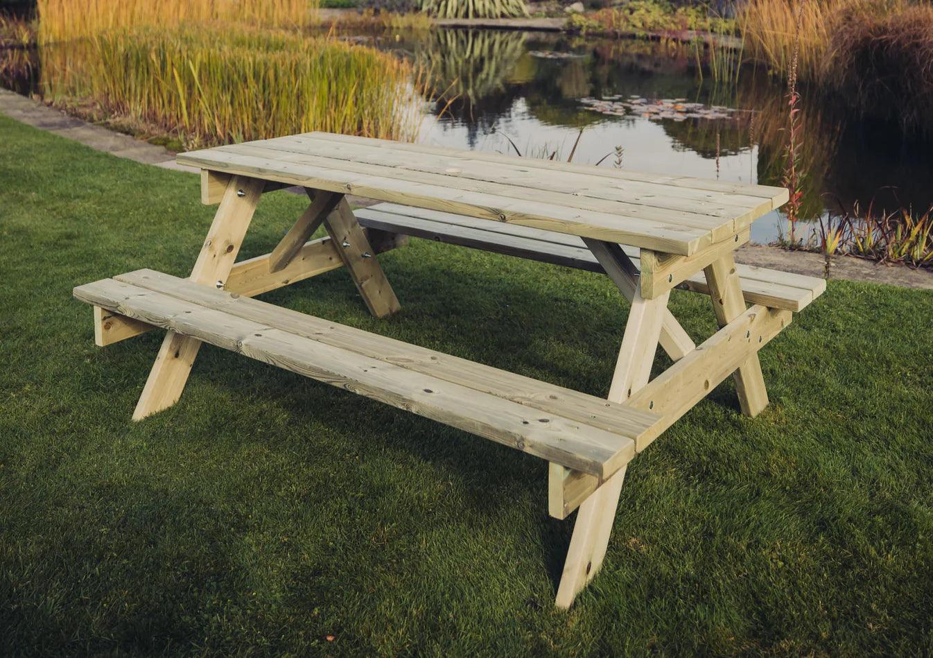 Traditional Large Chunky Wooden 179cm Picnic Table Bench