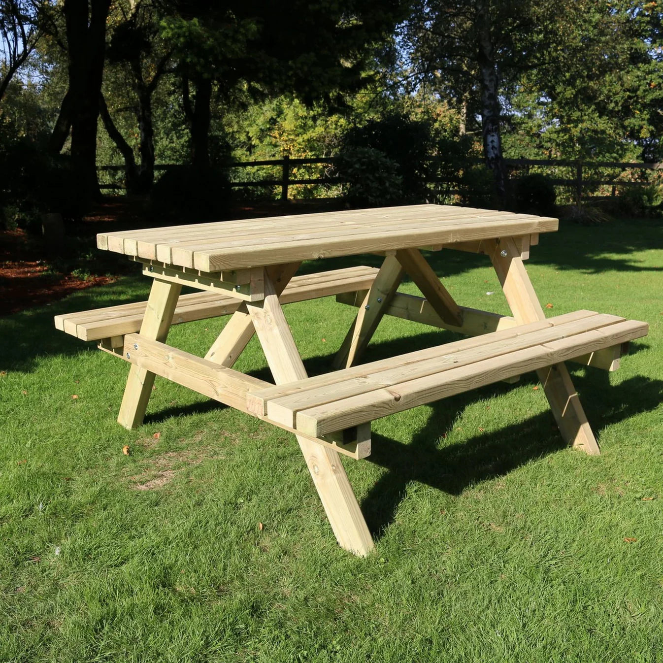 Deluxe Chunky Wooden Picnic Table Bench -  150cm Length