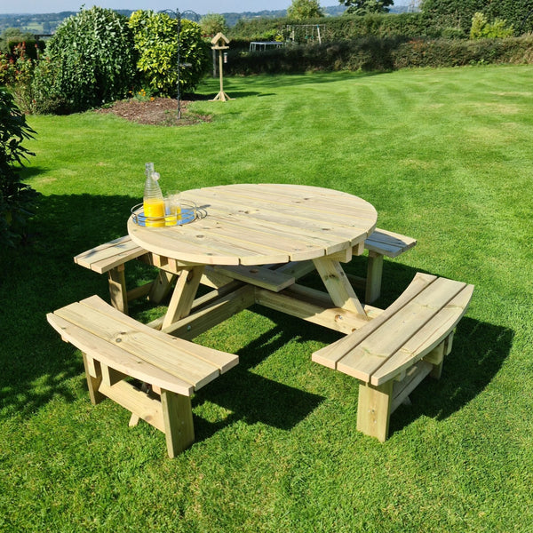Westwood Chunky Wooden Round Picnic Table Bench
