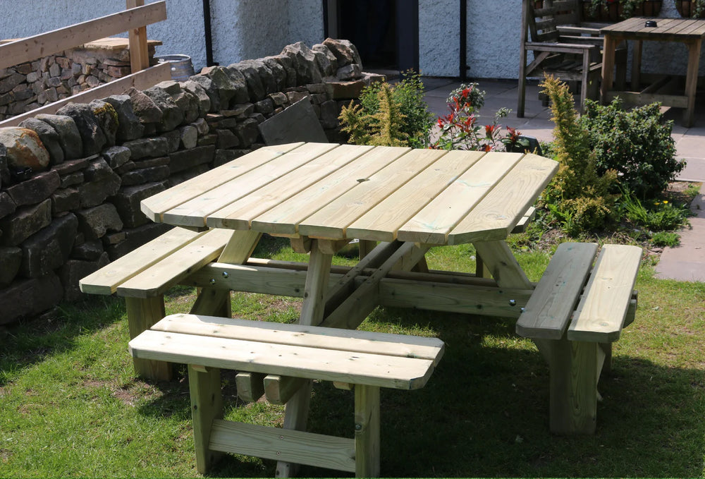 Westwood Chunky Wooden Square Picnic Table Bench