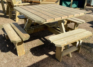Westwood Chunky Wooden Square Picnic Table Bench