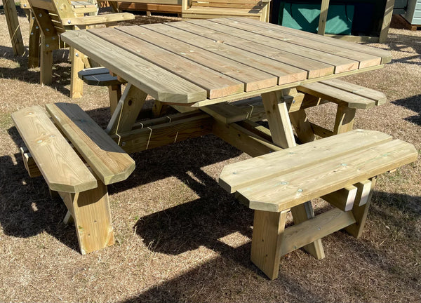 Westwood Chunky Wooden Square Picnic Table Bench