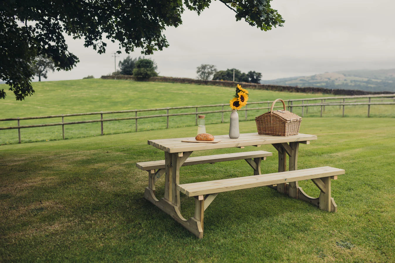 Lunar Chunky Wooden Picnic Bench Table - 150cm Length