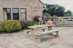 Lunar Chunky Wooden Picnic Bench Table - 150cm Length