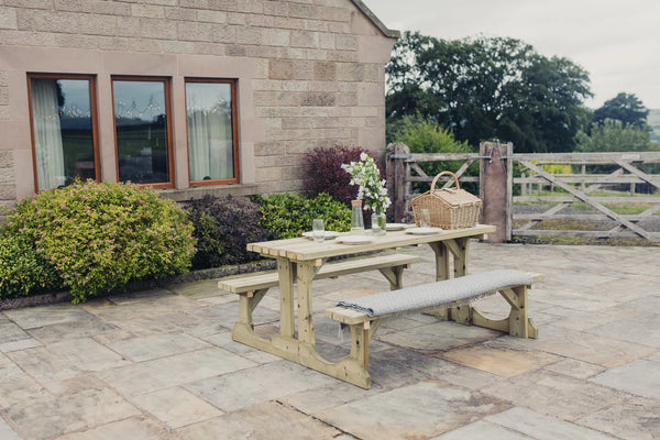 Lunar Chunky Wooden Picnic Bench Table - 150cm Length