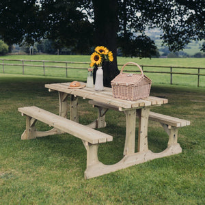 Lunar Large Chunky Wooden Picnic Table Bench - 180cm Length