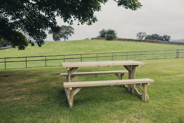 Lunar Large Chunky Wooden Picnic Table Bench - 180cm Length