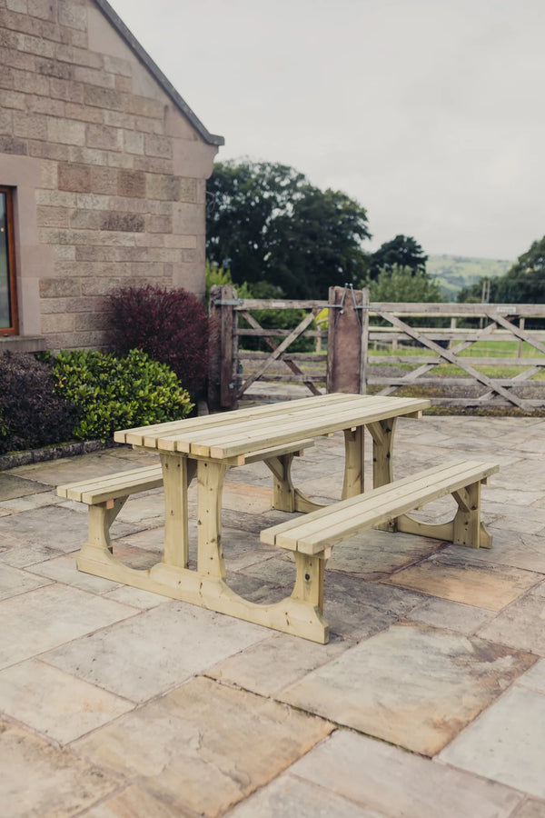 Lunar Large Chunky Wooden Picnic Table Bench - 180cm Length