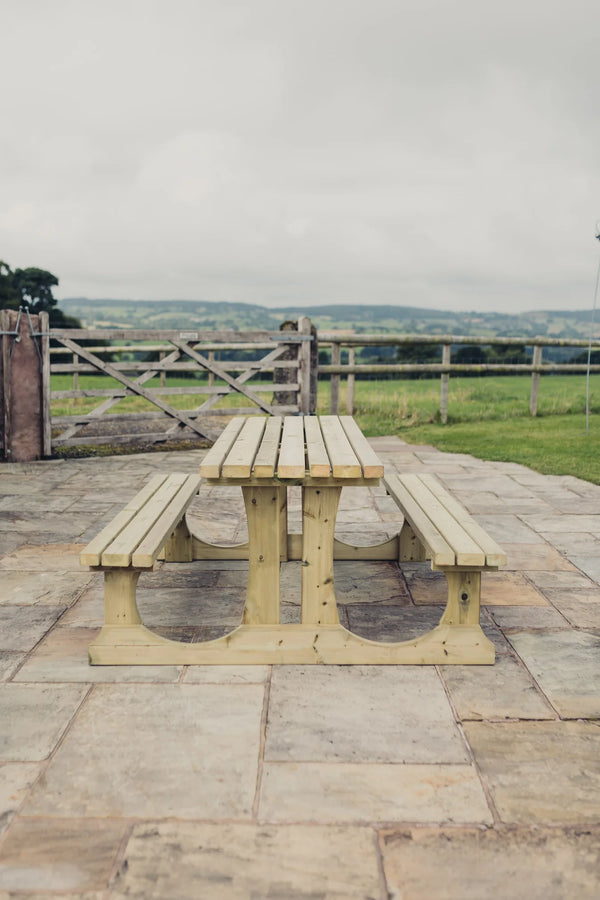 Lunar Large Chunky Wooden Picnic Table Bench - 180cm Length