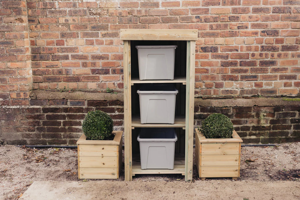 Wooden Recycling Bin & Box Outdoor Shelf Style Storage (Without Door)