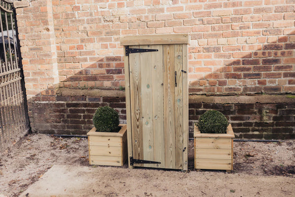 Wooden Recycling Bin & Box Outdoor Shelf Style Storage (With Door)