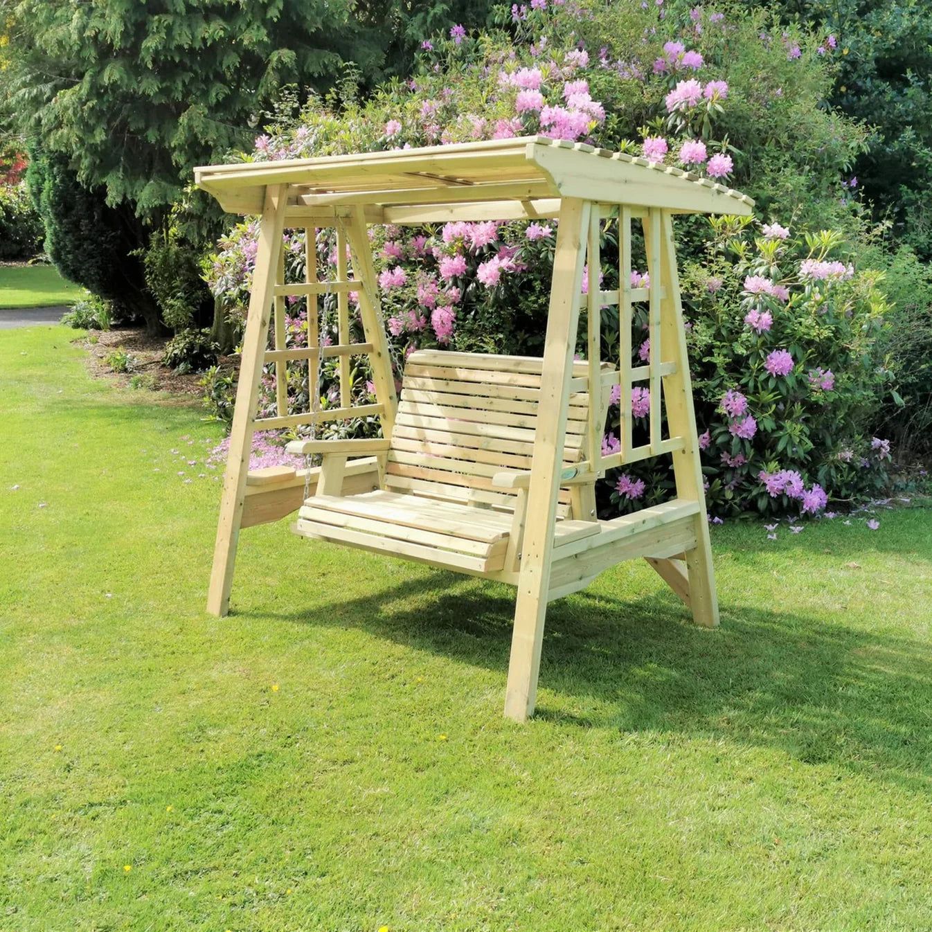 Antoinette 2 Seater Chunky Wooden Garden Swing Bench