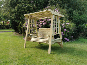 Antoinette 2 Seater Chunky Wooden Garden Swing Bench