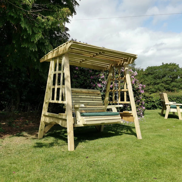 Antoinette 2 Seater Chunky Wooden Garden Swing Bench