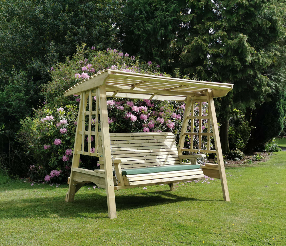 Antoinette 3 Seater Chunky Wooden Garden Swing Bench