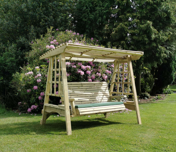 Antoinette 3 Seater Chunky Wooden Garden Swing Bench