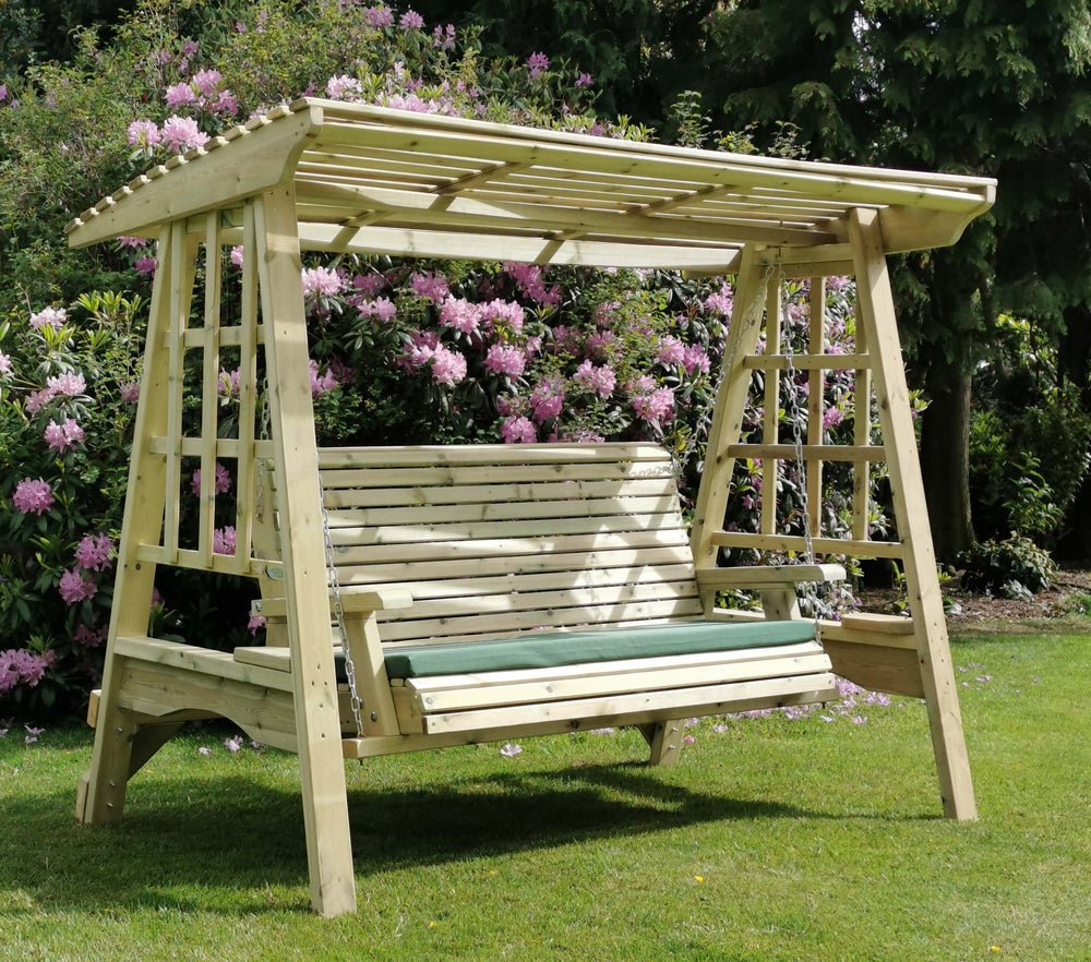 Antoinette 3 Seater Chunky Wooden Garden Swing Bench