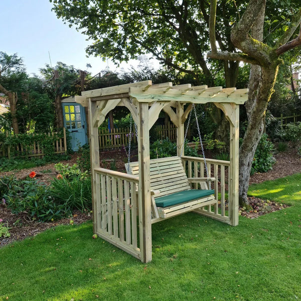 Ophelia 2 Seater Chunky Wooden Garden Swing Bench