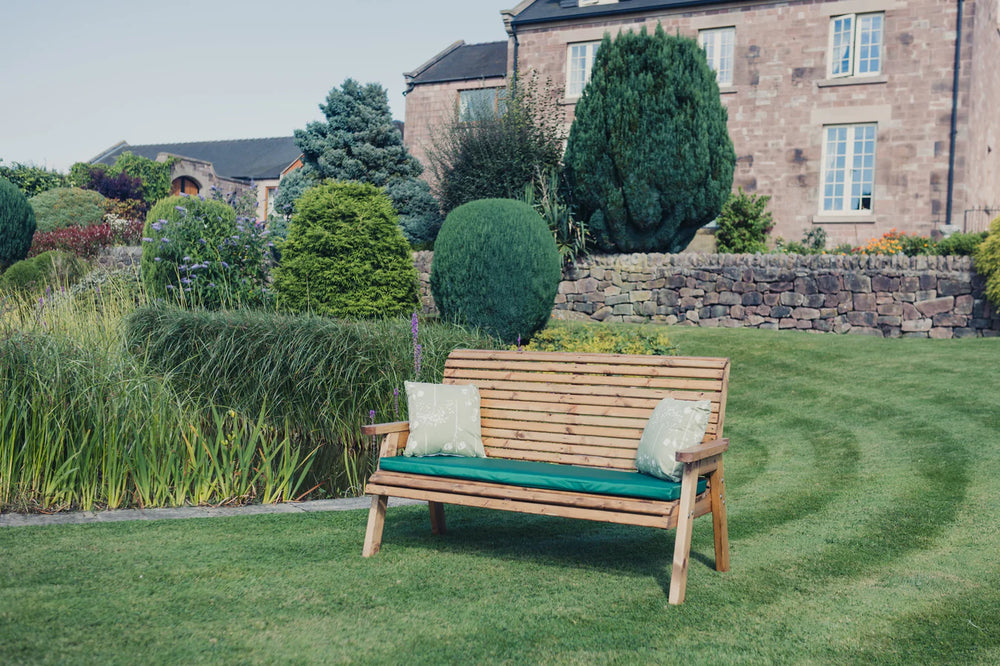 Valley 3 Seater Chunky Wooden Garden Slatted Bench