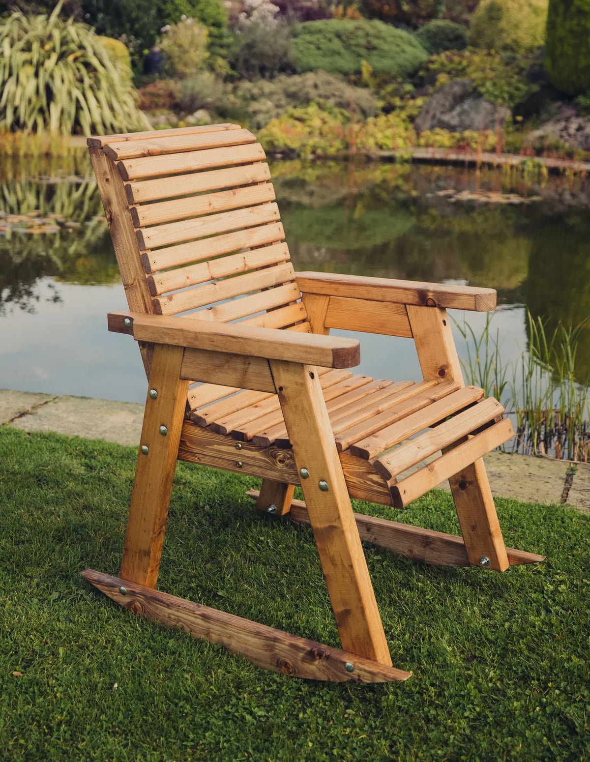 Valley Chunky Wooden Garden Rocking Chair - Handmade British Redwood ...