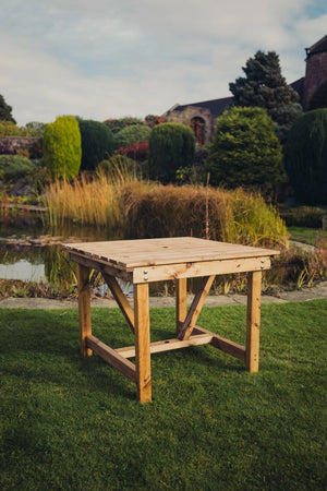 Valley 99cm Chunky Wooden Square Garden Dining Table