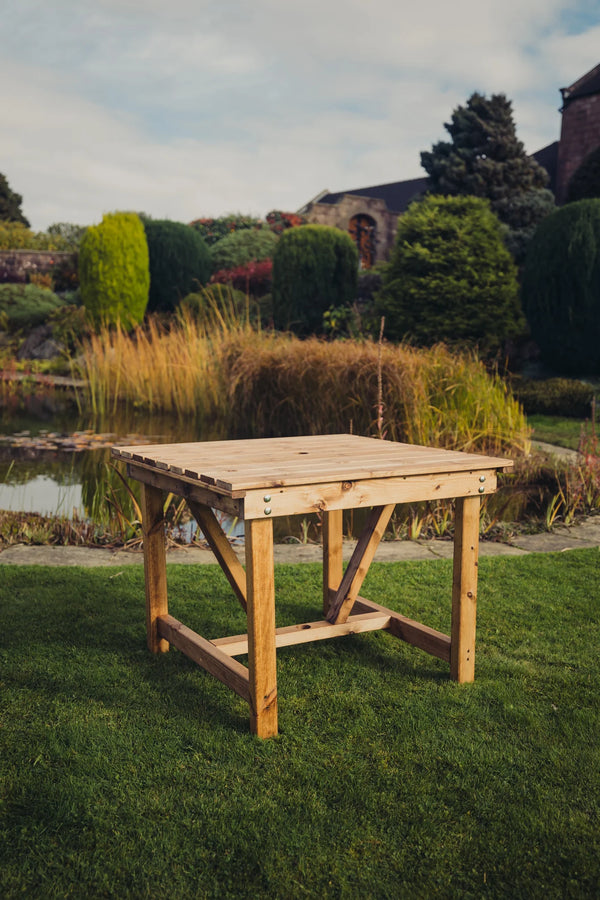 Valley 99cm Chunky Wooden Square Garden Dining Table