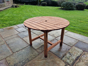 Chunky 113cm Wooden Round Garden Dining Table
